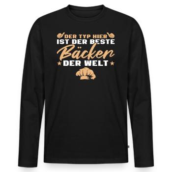 Bäckermeister Bester Bäcker der Welt - Männer Premium Bio Langarmshirt - Schwarz - Vorne - Nico (187cm)