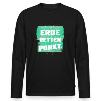 Erde retten. Punkt. - Männer Premium Bio Langarmshirt - Schwarz - Vorne - Nico (187cm)