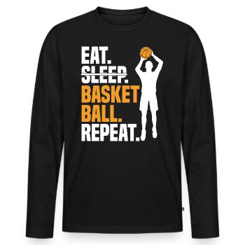 Eat Sleep Basketball Repeat I Girl Basketball player - Men's Premium Organic Long Sleeve Shirt - black - Front - Nico (187cm)