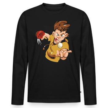Table Tennis Ping-pong Outfit Table Tennis Player - Men's Premium Organic Long Sleeve Shirt - black - Front - Nico (187cm)