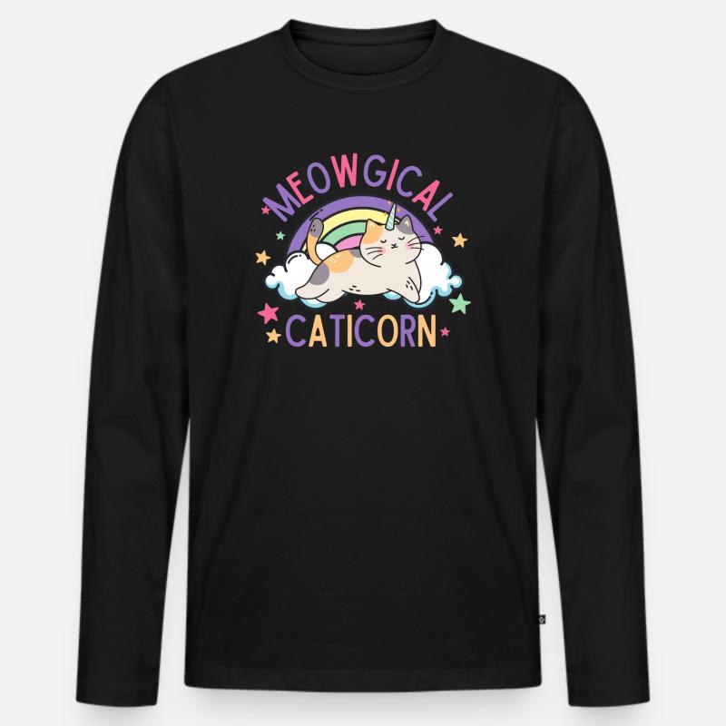 Meowgischer Katicorn - Männer Premium Bio Langarmshirt - Schwarz