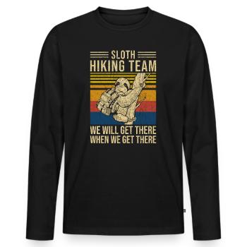 Sloth Hiking Team We Will Get There Design - Men's Premium Organic Long Sleeve Shirt - black - Front - Nico (187cm)