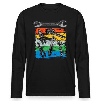 Plant mechanic, plumber, plumbing, gas - Men's Premium Organic Long Sleeve Shirt - black - Front - Nico (187cm)