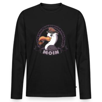 Moin Möwe Nordlichter Norddeutschland Plattdeutsch - Männer Premium Bio Langarmshirt - Schwarz - Vorne - Nico (187cm)