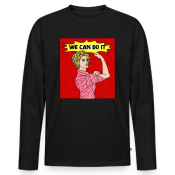 POP-ART COMIC PIN-UP GIRL WE CAN DO IT - Men's Premium Organic Long Sleeve Shirt - black - Front - Nico (187cm)