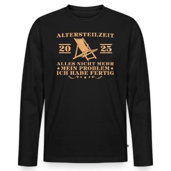 Frührente Angehender Ruhestand 2025 Altersteilzeit - Männer Premium Bio Langarmshirt - Schwarz - Vorne - Nico (187cm)