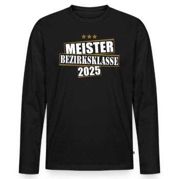 Meister Bezirksklasse 2025 Aufstiegstrikot - Männer Premium Bio Langarmshirt - Schwarz - Vorne - Nico (187cm)