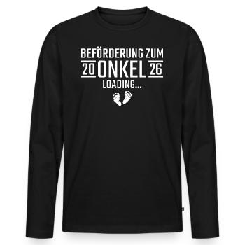 Schwangerschaftsankündigung werdender Onkel 2026 - Männer Premium Bio Langarmshirt - Schwarz - Vorne - Nico (187cm)