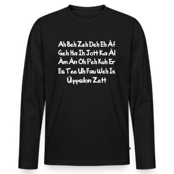 The New Alphabet - Männer Premium Bio Langarmshirt - Schwarz - Vorne - Nico (187cm)