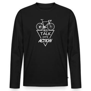 More action, more cycling Less Talk More Action - Men's Premium Organic Long Sleeve Shirt - black - Front - Nico (187cm)