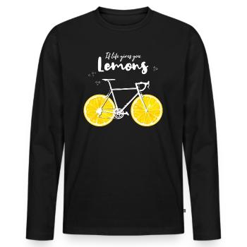 If life gives you lemons roadbike design - Men's Premium Organic Long Sleeve Shirt - black - Front - Nico (187cm)