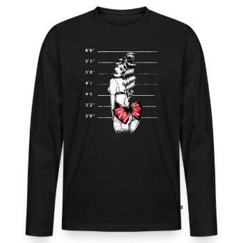 Pin Up Girl Mugshot I Polizei Foto I rockabilly - Männer Premium Bio Langarmshirt - Schwarz - Vorne - Nico (187cm)