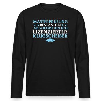 Masterprüfung bestanden Studium Abschluss - Männer Premium Bio Langarmshirt - Schwarz - Vorne - Nico (187cm)