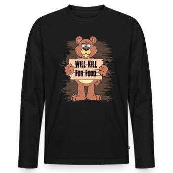 Ich toete fuer essen Baerchen - Männer Premium Bio Langarmshirt - Schwarz - Vorne - Nico (187cm)