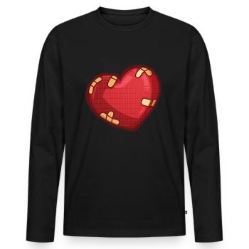 Cœur avec dispositif transdermique - T-shirt manches longues Premium bio Homme - noir - Devant - Nico (187cm)