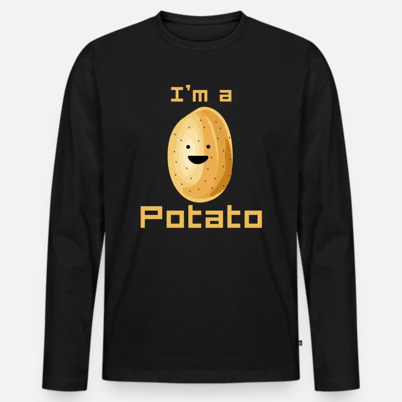 Ich bin eine Kartoffel - Männer Premium Bio Langarmshirt - Schwarz