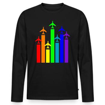 Flugzeug-Pilot Luftfahrt - Männer Premium Bio Langarmshirt - Schwarz - Vorne - Nico (187cm)
