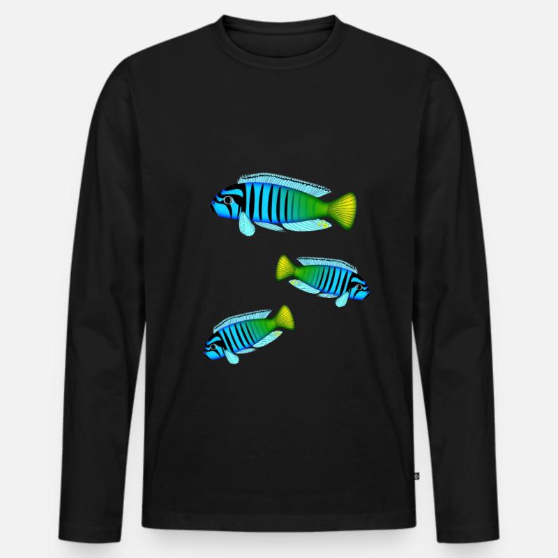 Fisch Barsch Bunt Barsche Afrikanische Malawi - Männer Premium Bio Langarmshirt - Schwarz