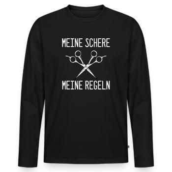 Schere Friseure Friseur - Männer Premium Bio Langarmshirt - Schwarz - Vorne - Nico (187cm)