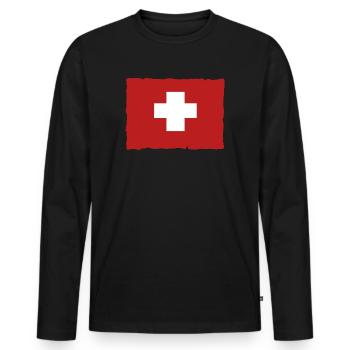 Suisse drapeau suisse - T-shirt manches longues Premium bio Homme - noir - Devant - Nico (187cm)