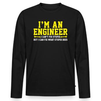 Engineer engineering - Men's Premium Organic Long Sleeve Shirt - black - Front - Nico (187cm)
