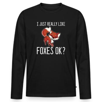 Foxes Foxes Foxes Animals - Men's Premium Organic Long Sleeve Shirt - black - Front - Nico (187cm)