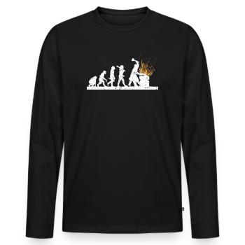 Evolution of blacksmith craft - Men's Premium Organic Long Sleeve Shirt - black - Front - Nico (187cm)