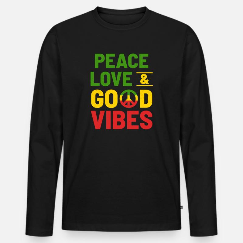 Hippie - Männer Premium Bio Langarmshirt - Schwarz