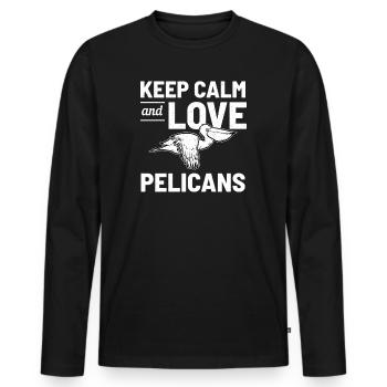 oiseau Pelican - T-shirt manches longues Premium bio Homme - noir - Devant - Nico (187cm)