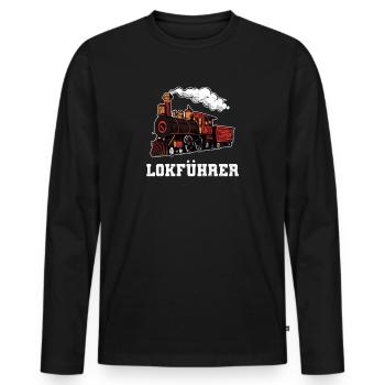 Züge Lokomotivführer - Männer Premium Bio Langarmshirt - Schwarz - Vorne - Nico (187cm)