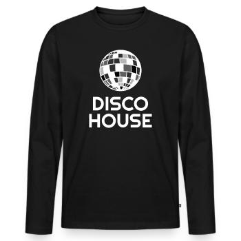 Disco House - Männer Premium Bio Langarmshirt - Schwarz - Vorne - Nico (187cm)