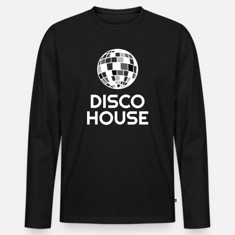Disco House - Männer Premium Bio Langarmshirt - Schwarz