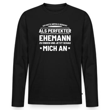 Mann - Männer Premium Bio Langarmshirt - Schwarz - Vorne - Nico (187cm)