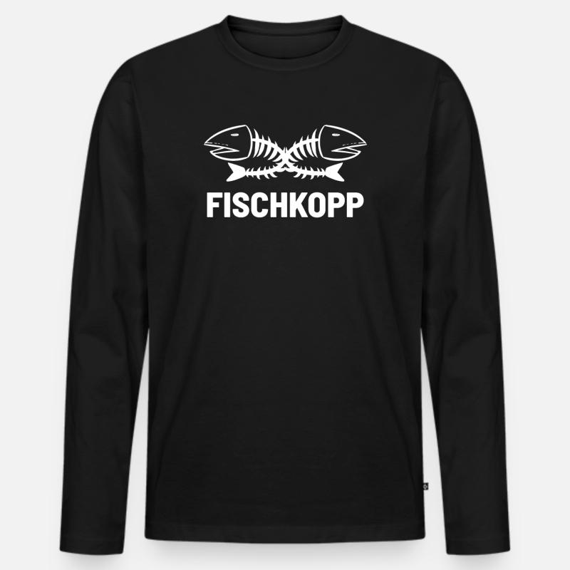 Fischkopf - Männer Premium Bio Langarmshirt - Schwarz