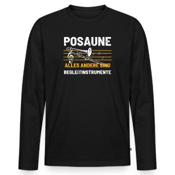 Posaune Posaunist - Männer Premium Bio Langarmshirt - Schwarz - Vorne - Nico (187cm)