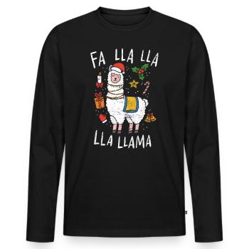 Noël Lama - T-shirt manches longues Premium bio Homme - noir - Devant - Nico (187cm)