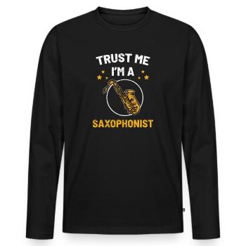 Saxophoniste et saxophoniste - T-shirt manches longues Premium bio Homme - noir - Devant - Nico (187cm)