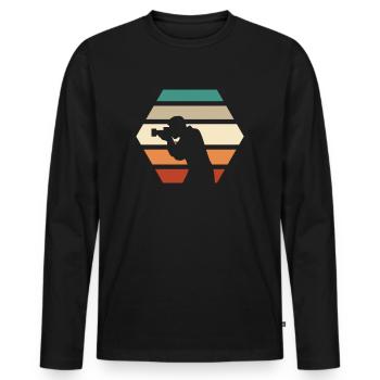 Photographe photographe photographe - T-shirt manches longues Premium bio Homme - noir - Devant - Nico (187cm)