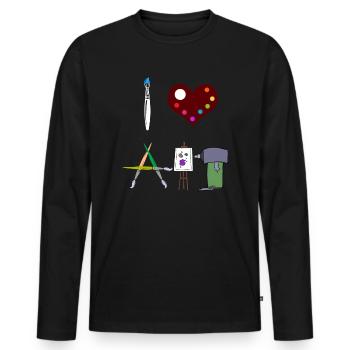 Artiste professeur d'art - T-shirt manches longues Premium bio Homme - noir - Devant - Nico (187cm)