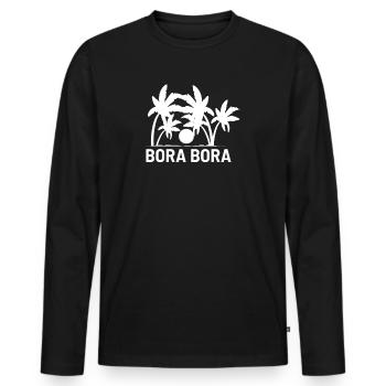 Bora Bora Bora Plage tropicale - T-shirt manches longues Premium bio Homme - noir - Devant - Nico (187cm)