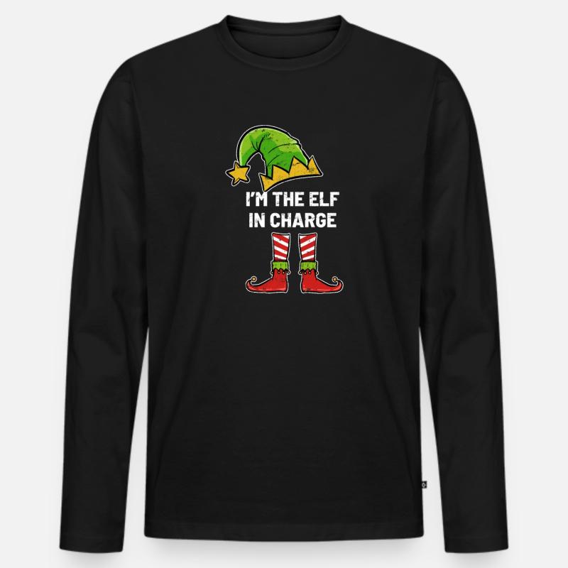 Weihnachten im Einsatz Elf - Männer Premium Bio Langarmshirt - Schwarz