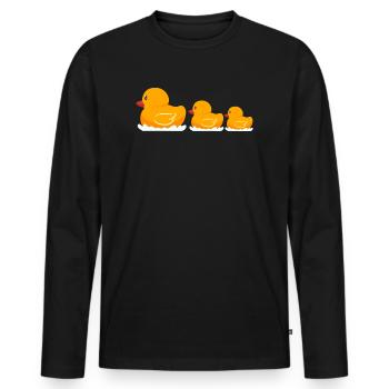 Enten Gummi-Ente - Männer Premium Bio Langarmshirt - Schwarz - Vorne - Nico (187cm)