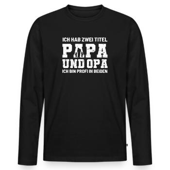 Papa Opa Vatertag - Männer Premium Bio Langarmshirt - Schwarz - Vorne - Nico (187cm)
