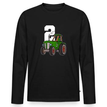 Tracteur 2e anniversaire - T-shirt manches longues Premium bio Homme - noir - Devant - Nico (187cm)