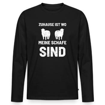 Zuhause ist wo meine Schafe sind - Männer Premium Bio Langarmshirt - Schwarz - Vorne - Nico (187cm)