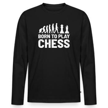 Les joueurs d'échecs - T-shirt manches longues Premium bio Homme - noir - Devant - Nico (187cm)
