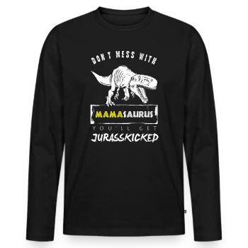 Mama-Saurus-Muttertag - Männer Premium Bio Langarmshirt - Schwarz - Vorne - Nico (187cm)
