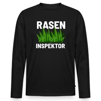 Raseninspektor Rasenmähen - Männer Premium Bio Langarmshirt - Schwarz - Vorne - Nico (187cm)