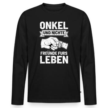 Onkel Nichte - Männer Premium Bio Langarmshirt - Schwarz - Vorne - Nico (187cm)