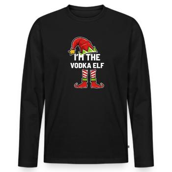 Weihnachts-Wodka-Elf - Männer Premium Bio Langarmshirt - Schwarz - Vorne - Nico (187cm)